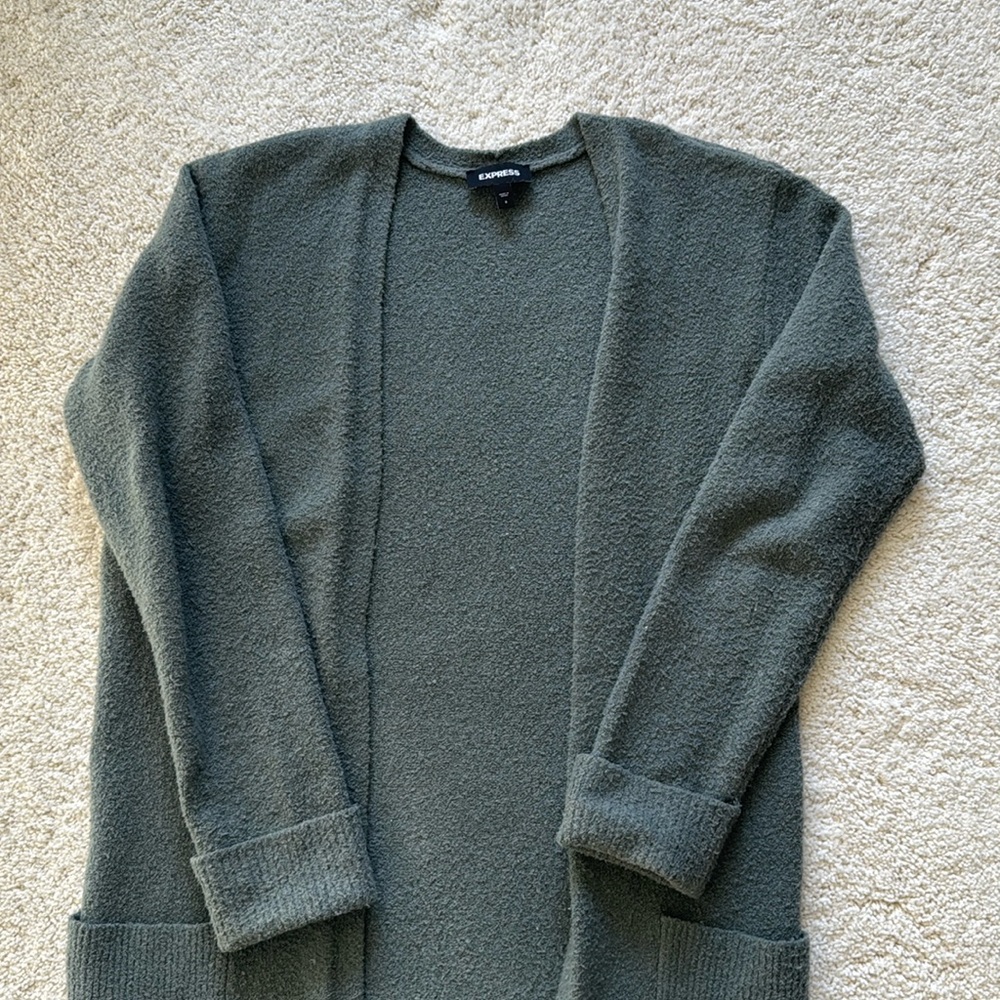 Long Green Cardigan! Perfect for Fall!